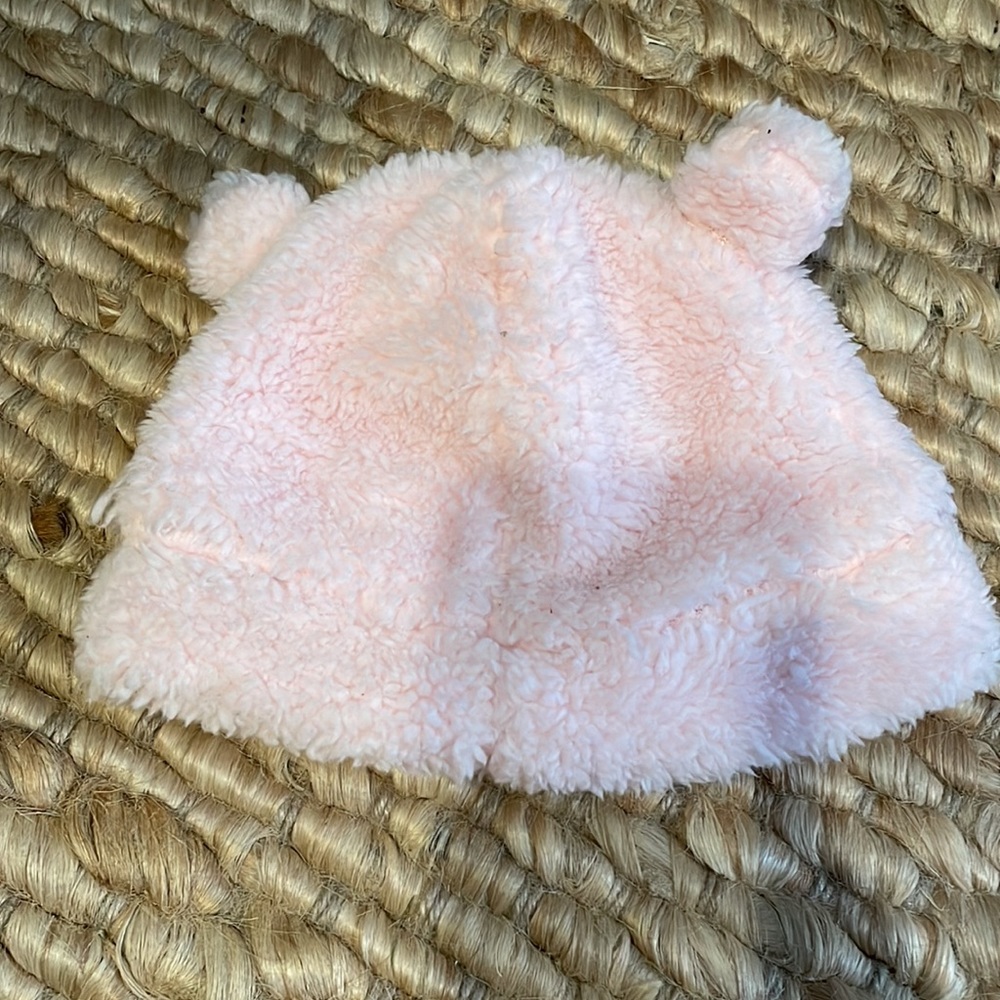 CARTERS UEC Toddler Girl 2t-4t pink mitten and hat Sherpa set fuzzy bear ears - Picture 3 of 10